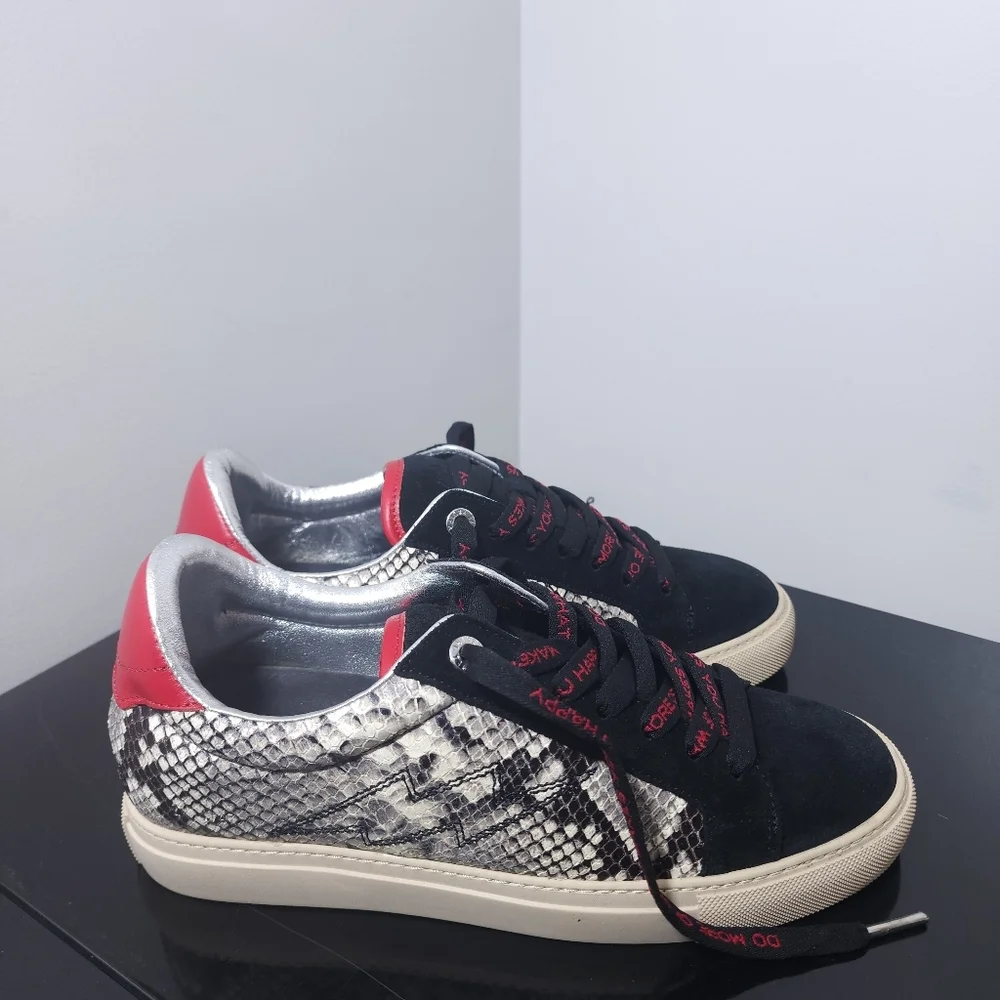 Zadig & Voltaire Women's Wild Low Top Snake Embossed Leather Sneakers Size 9